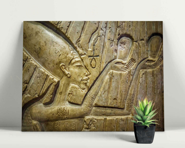 Akhenaten Worshipping Aten Framed Print, Canvas, Poster