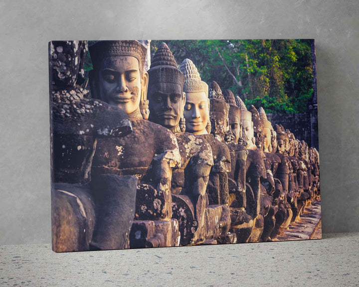 Angkor Thom Gate Statues, Cambodia Framed Print, Canvas, Poster