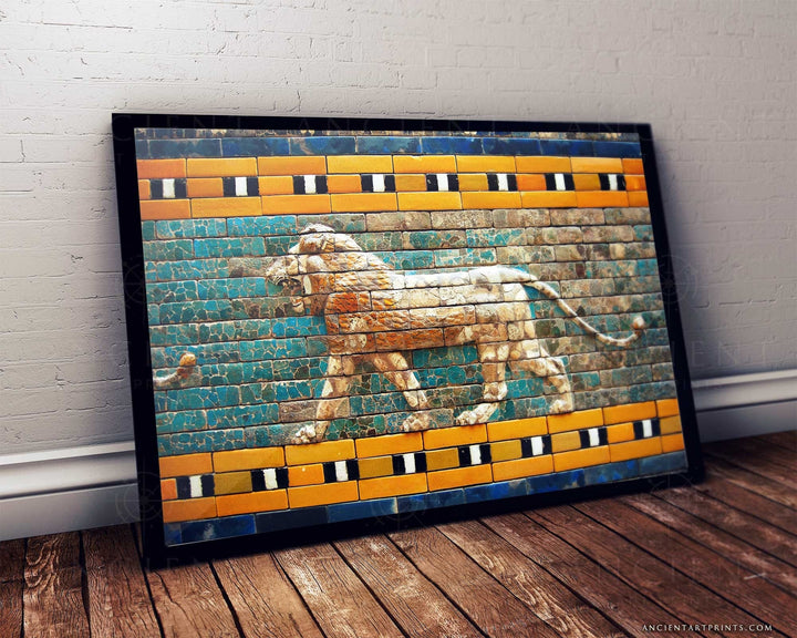 Striding Lion of Ishtar Gate Framed Print, Canvas, Poster | Assyrian | Babylon | Akkadian | Mesopotamian | Sumerian | Ancient Wall Art Décor