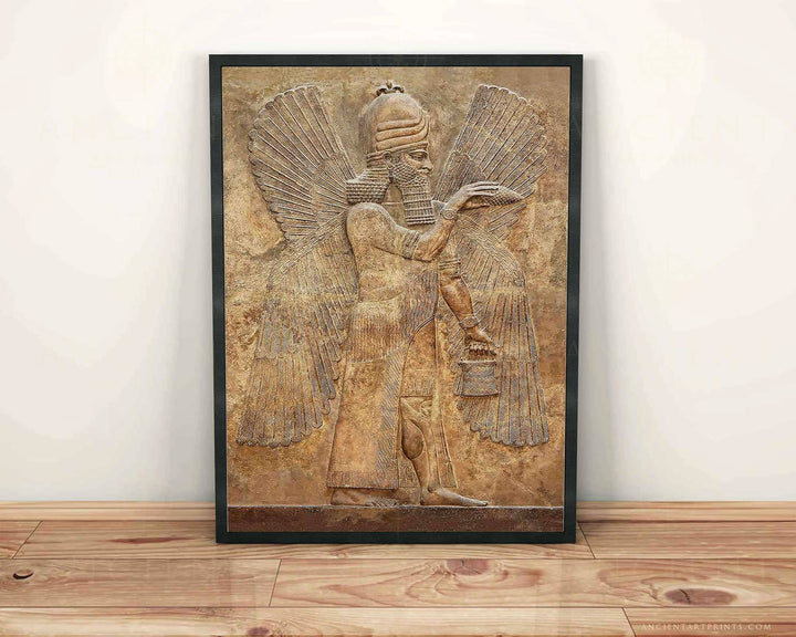 Assyrian Winged Genie, Apkallu Framed Print, Canvas, Poster | Babylon | Sumerian | Assyrian | Akkadian | Mesopotamian | Genie | Wall Art