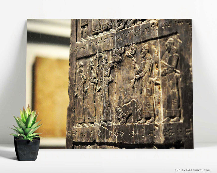 The Black Obelisk Of Shalmaneser III Framed Print, Canvas, Poster | Assyrian | Babylon | Akkadian | Mesopotamian | Sumerian | Wall Art Décor