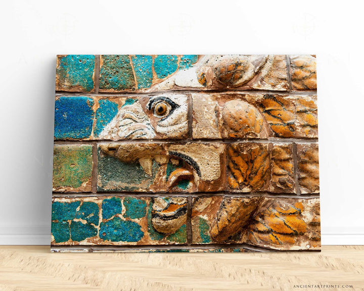 Striding Lion of Ishtar Gate Framed Print, Canvas, Poster | Assyrian | Babylon | Akkadian | Mesopotamian | Sumerian | Wall Art Décor V2