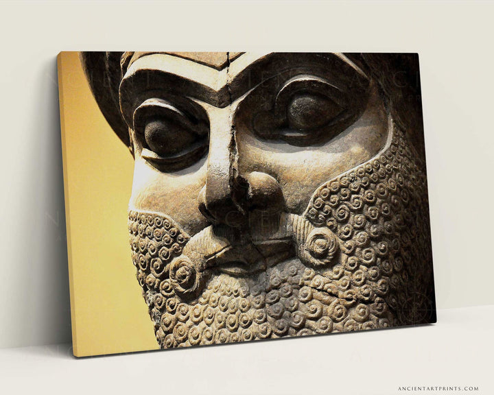 Eyes of the Lamassu Winged Bull Framed Print, Canvas, Poster | Assyrian | Babylon | Akkadian | Mesopotamian | Sumerian | Wall Art Décor