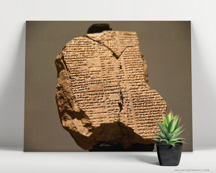 Epic of Gilgamesh Cuneiform Tablet V Framed Print, Canvas, Poster | Assyrian | Babylon | Akkadian | Mesopotamian | Sumerian | Wall Art Décor