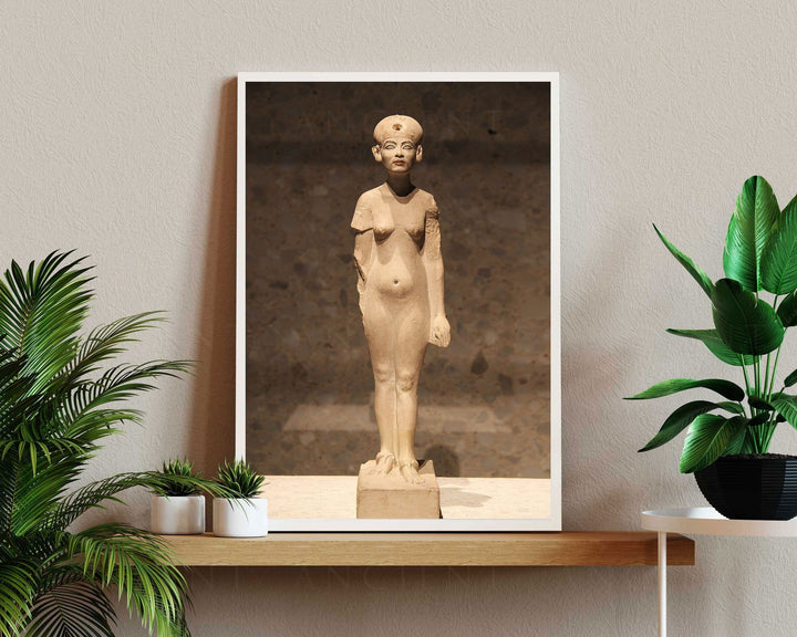 Queen Nefertiti Funerary Statue Framed Print, Canvas, Poster | Egypt | Egyptian | Akhenaten | Africa | Mythology | Ancient Wall Art Décor