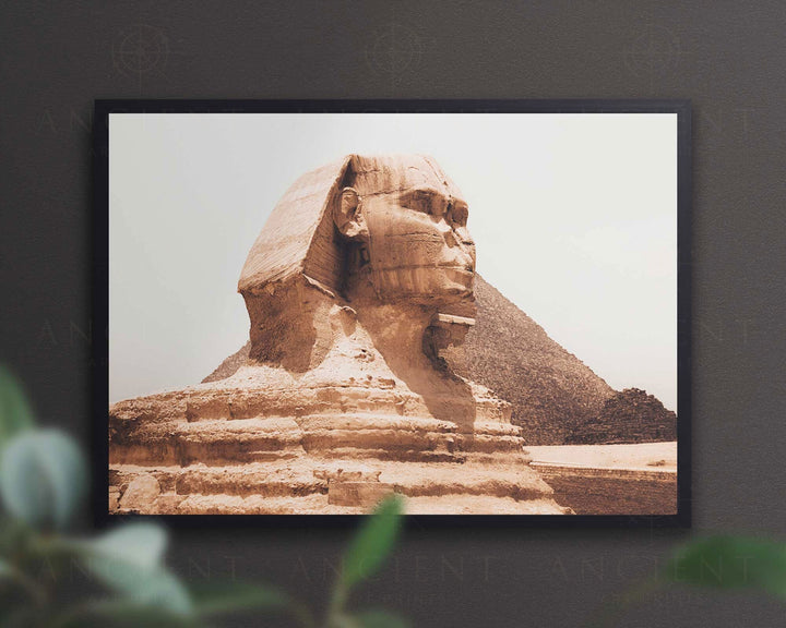 The Sphinx of Giza Framed Print, Canvas, Poster | Egypt | Egyptian | Pharaoh | Africa | Pyramids | Lion | Leo | Ancient Wall Art Décor