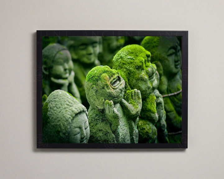 Rakan Status of Otagi Nenbutsu-ji Framed Print, Canvas, Poster | Japan | Kyoto | Buddha | Buddhism | Far East | Ancient Wall Art Décor