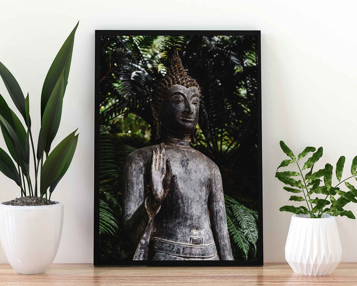 Abhaya Mudra Buddha Statue Print – Zen Spiritual Wall Art, Meditation & Mindfulness Home Decor, Sacred Asian Artwork, Tranquil Spiritual Art