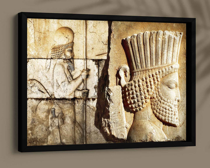 Ancient Persian Bas-Relief Framed Print, Canvas, Poster