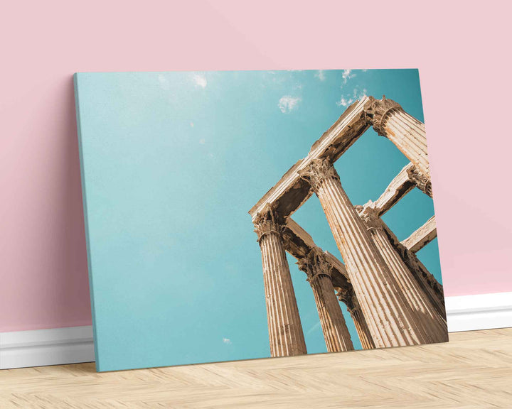 Greek Temple Ruins Against a Blue Sky Framed Print, Canvas, Poster