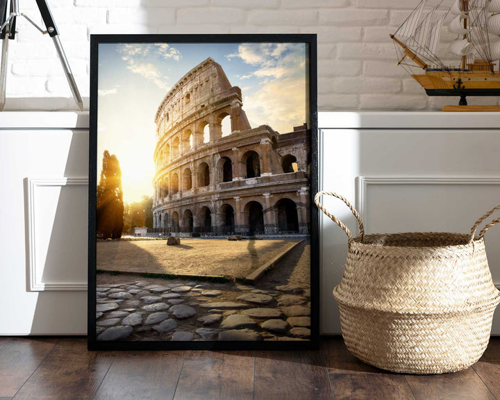 Sunrise At The Roman Colosseum Framed Print, Canvas, Poster