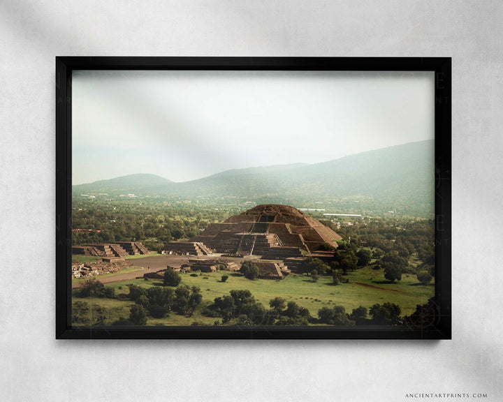 Teotihuacan Pyramid of the Sun Framed Print, Canvas, Poster | Mexico | Engineering | Aztec | Mayans | 7 Wonders | Ancient Wall Art Décor