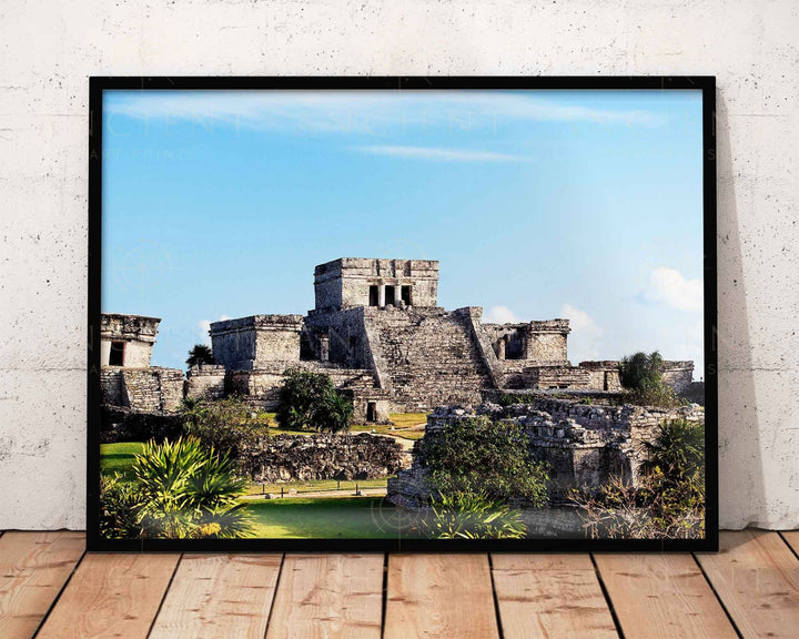 Tulum Stone Ruins Framed Print, Canvas, Poster | Mexico | Beach | Aztec | Mayan | Landscape | Jungle | Ancient Wall Art Décor