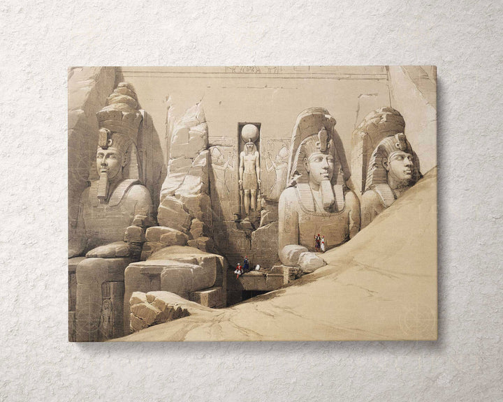 The Great Temple of Abu Simbel (Front Elevation) Framed Print, Canvas, Poster | Egypt | Egyptian | Statue | Drawing | Ancient Wall Art Décor