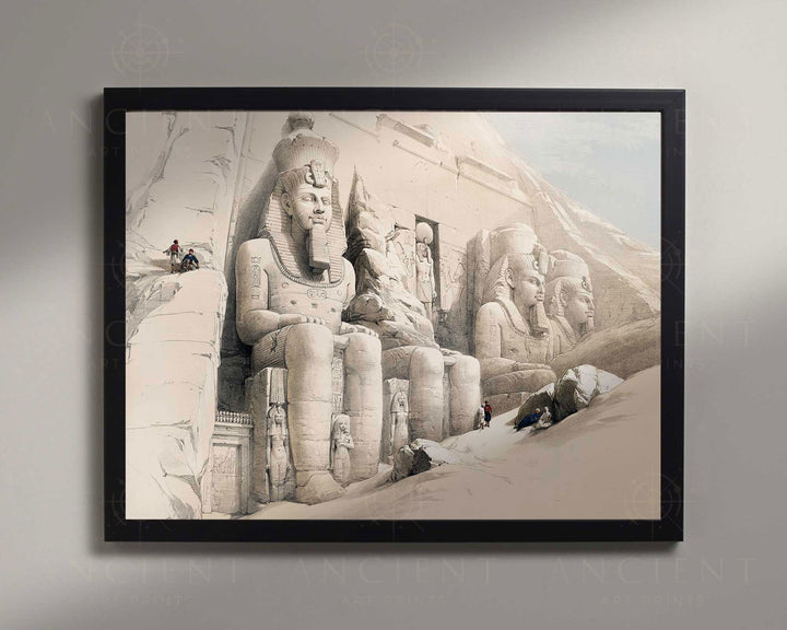 The Great Temple of Abu Simbel Framed Print, Canvas, Poster | Egypt | Statue | Drawing | Pharaoh | History | Ancient Wall Art Décor